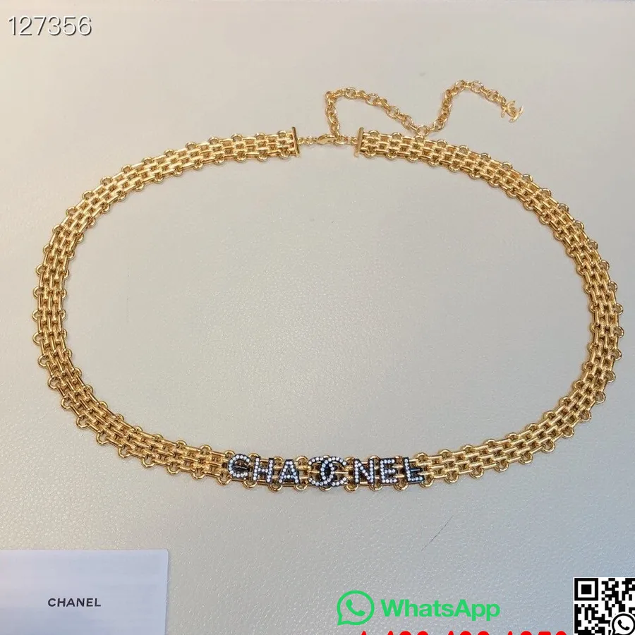 Chanel Logo Crystal Embellished Chain Link Waist Belt Gold Hardware Fall/Winter 2020 Collection, Gold