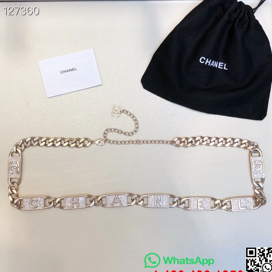 Chanel-hüftgürtel Mit Logo Und Kristallverzierung, Roségold-hardware, Herbst/winter-kollektion 2020, Roségold