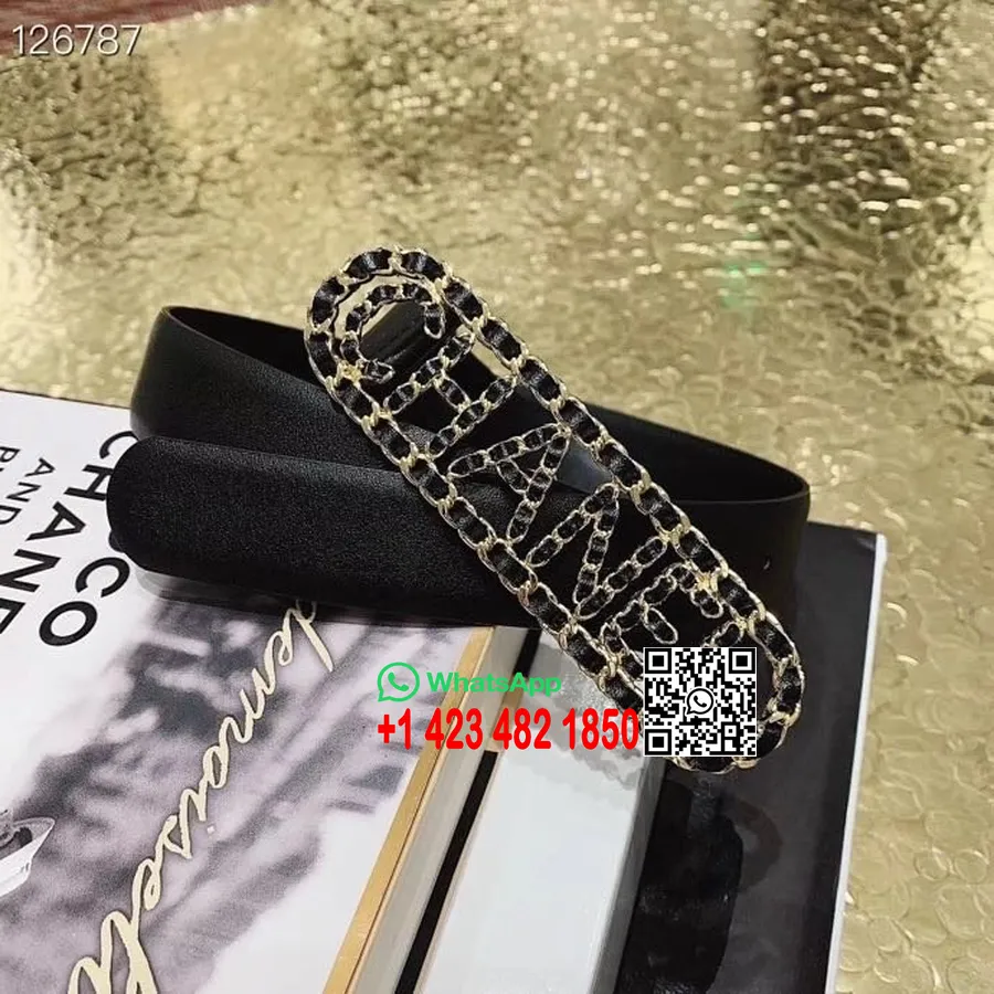 Ceinture à Boucle Tissée Chanel Matériel Doré Cuir De Veau Collection Automne/hiver 2020, Noir