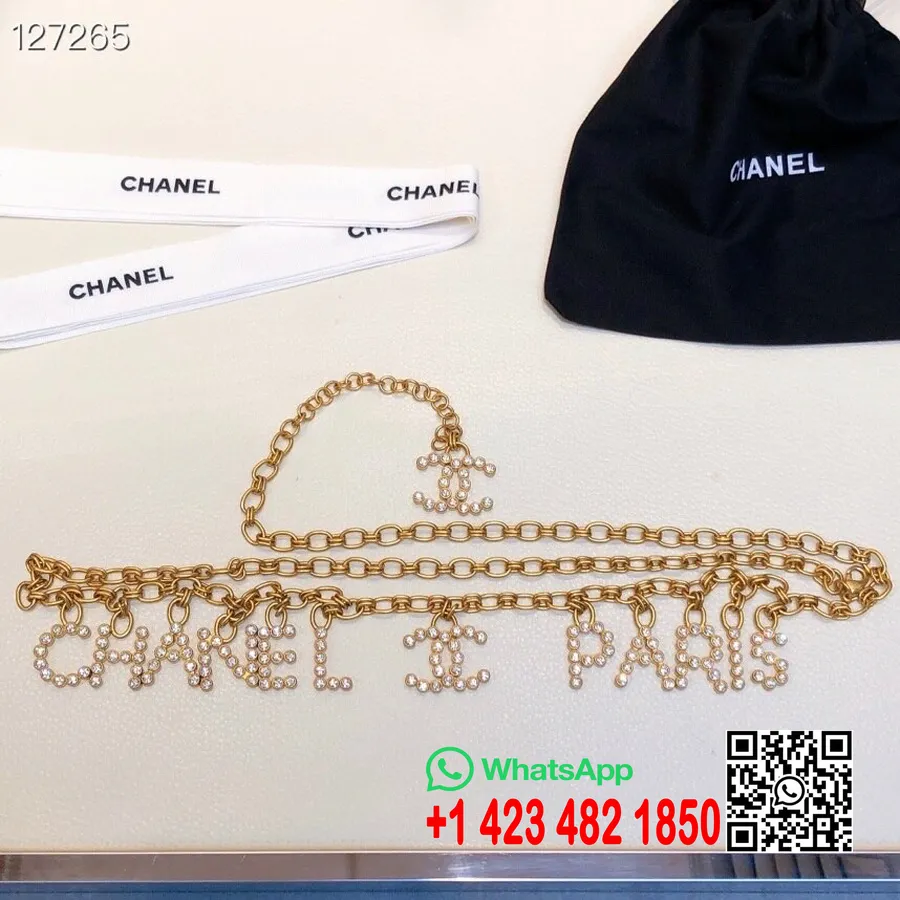 Chanel Embellished Crystal Waist Belt 180CM Gold Hardware Fall/Winter 2020 Collection, Gold