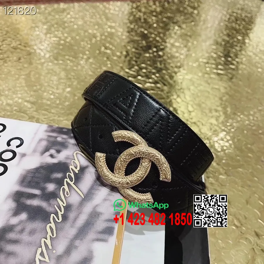 Колан с лого на Chanel Cc 121820 колекция пролет/лято 2020 г., черен