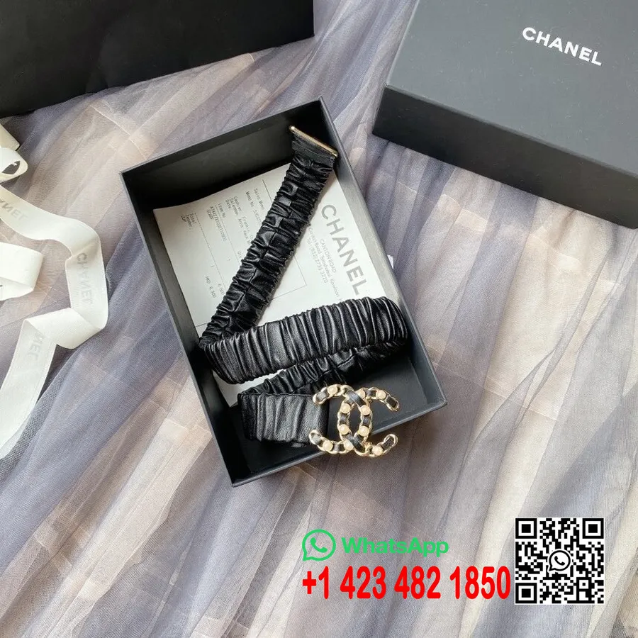 Chanel Pearl CC Logo Waist Belt Gold Hardware Spring/Summer 2020 Collection, Black