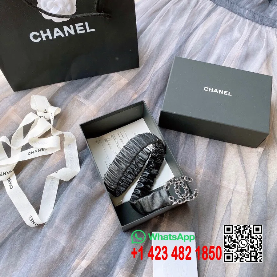 Chanel Vävd Cc Logotyp Midjebälte Silver Hårdvara Vår/sommar 2020 Kollektion, Svart