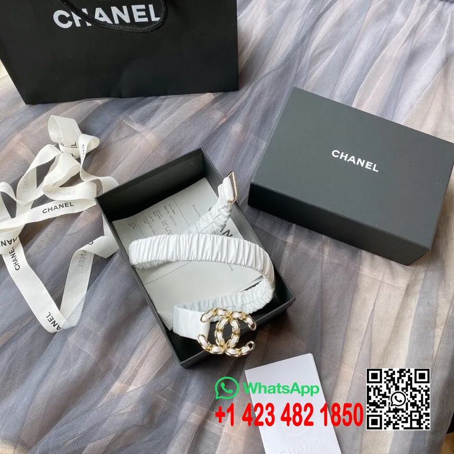 Chanel Anyaman Logo Cc Ikat Pinggang Emas Perangkat Keras Koleksi Musim Semi/musim Panas 2020, Putih