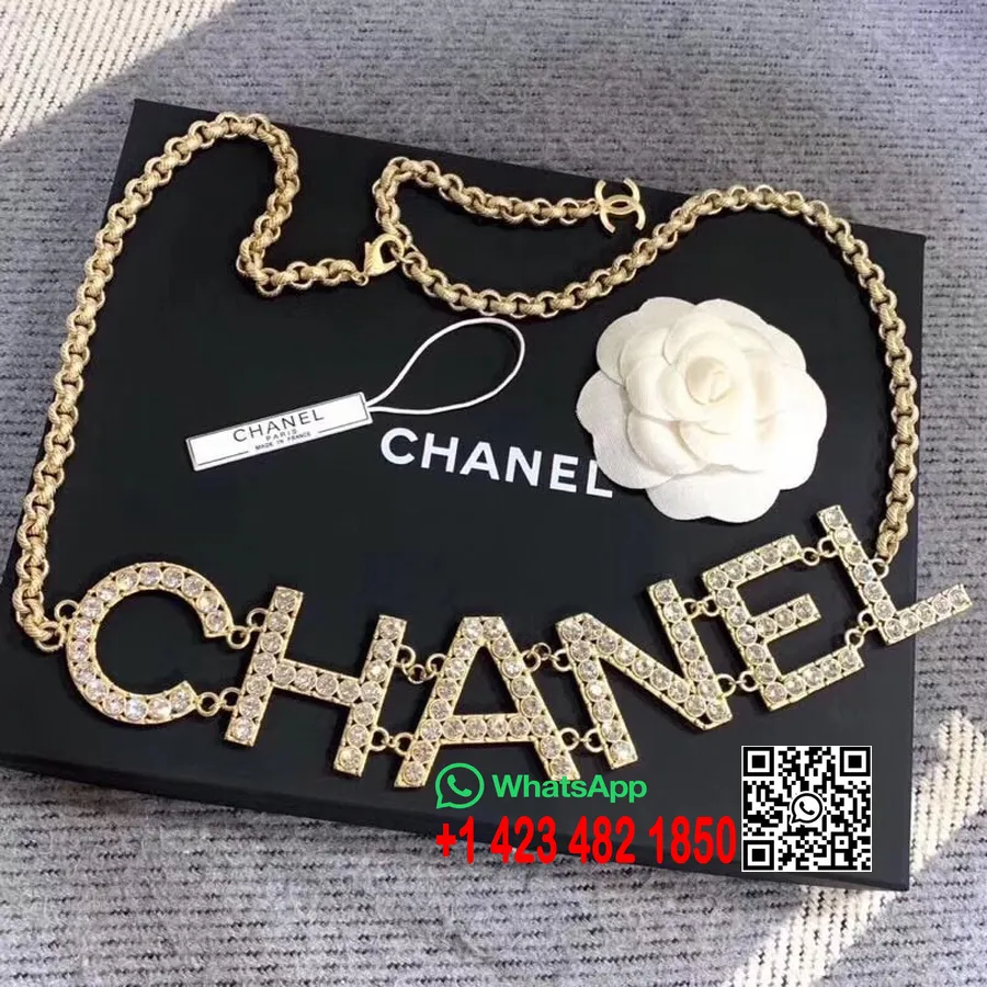 Chanel Metall Och Strass Kedja Bälte Ab1359 Vår/sommar 2019 Kollektion, Guld