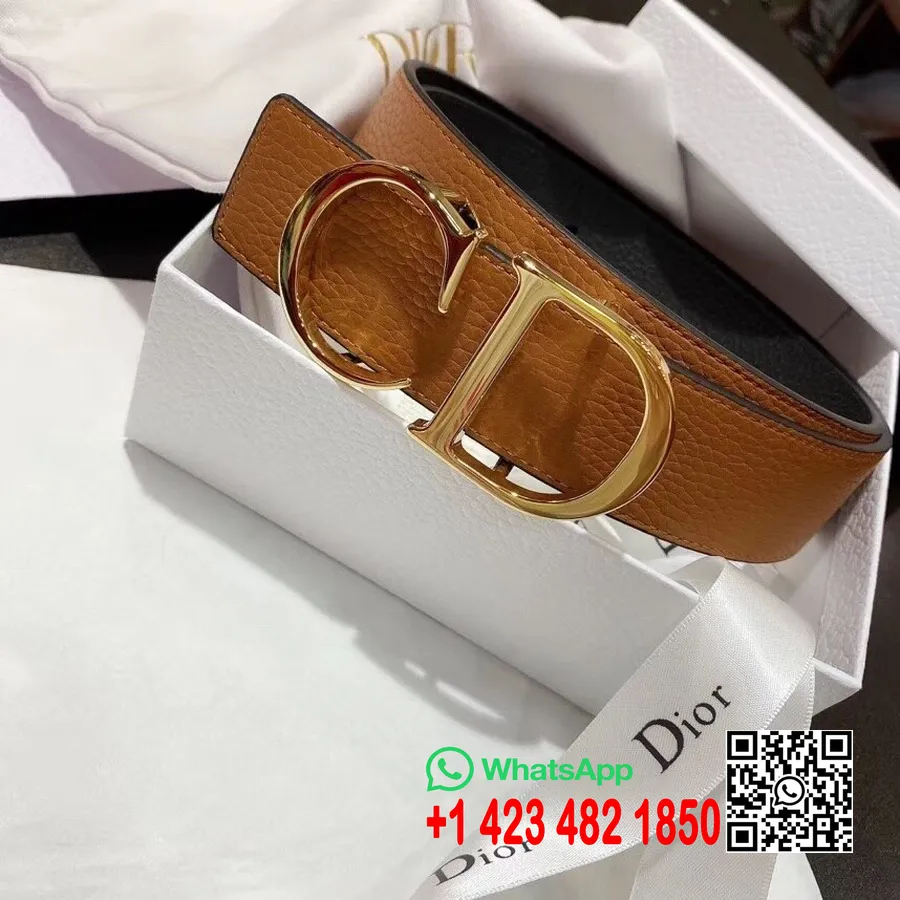 Christian Dior Belt 3.5CM Gold Hardware Grained Calfskin Leather Fall/Winter 2020 Collection, Tan