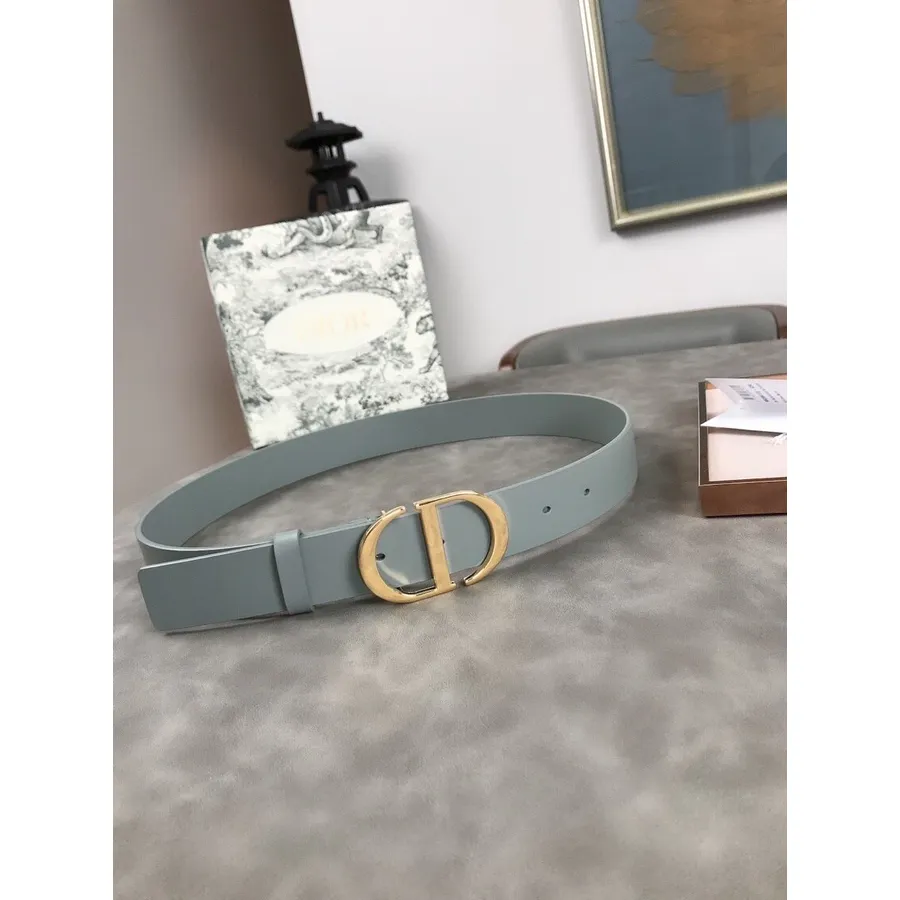 Christian Dior Montaigne Belt 3CM Gold Hardware Calfskin Leather Fall/Winter 2020 Collection, Blue