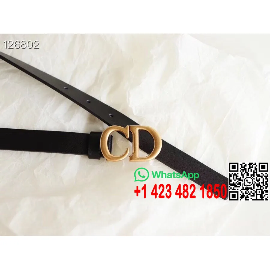 Christian Dior Cd Logo Ceinture 2 Cm Matériel Doré Cuir De Veau Collection Automne/hiver 2020, Noir