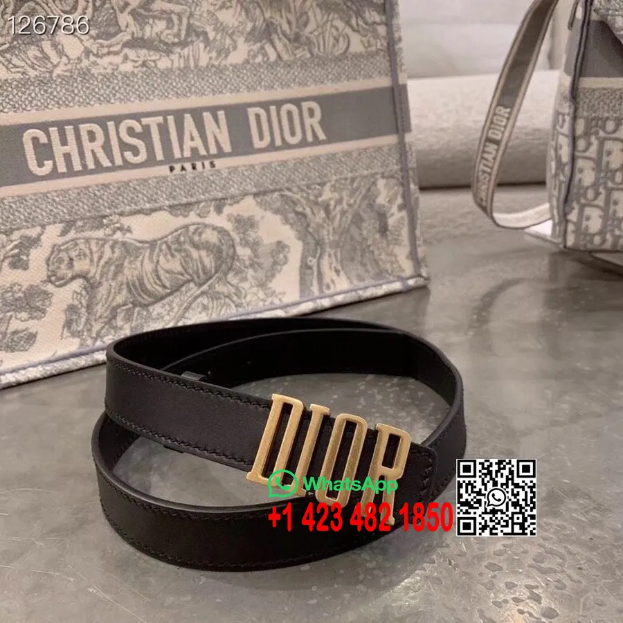 Christian Dior Bælte Guld Hardware Kalveskind Efterår/vinter 2020 Kollektion, Sort