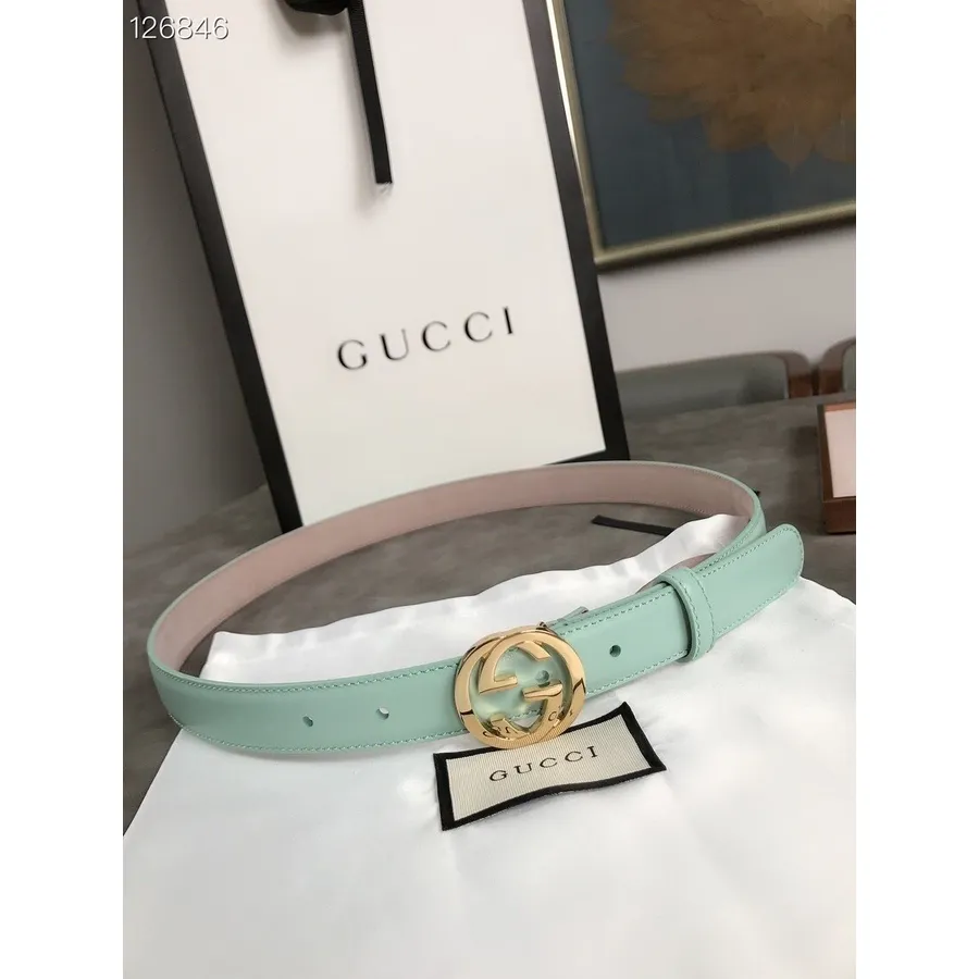 Gucci Gg 2,5 Cm Riem Gouden Hardware Kalfsleer Herfst/winter 2020 Collectie, Mint