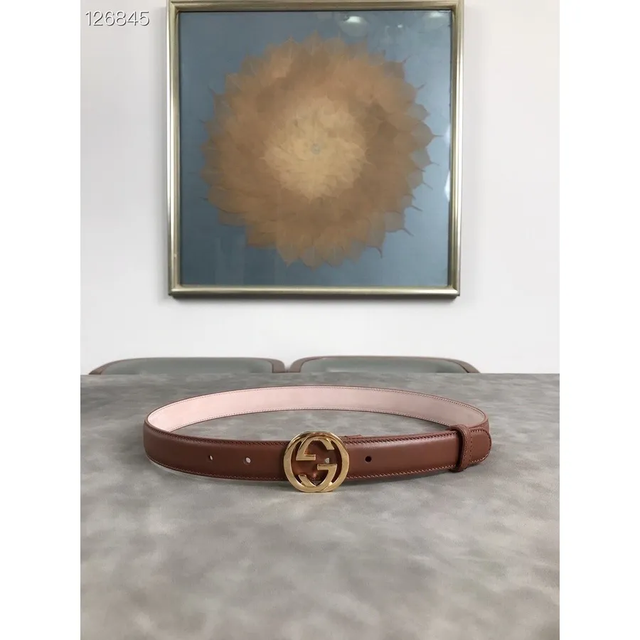 Gucci Gg 2.5cm Belt Gold Hardware Kulit Anak Sapi Koleksi Musim Gugur/dingin 2020, Coklat