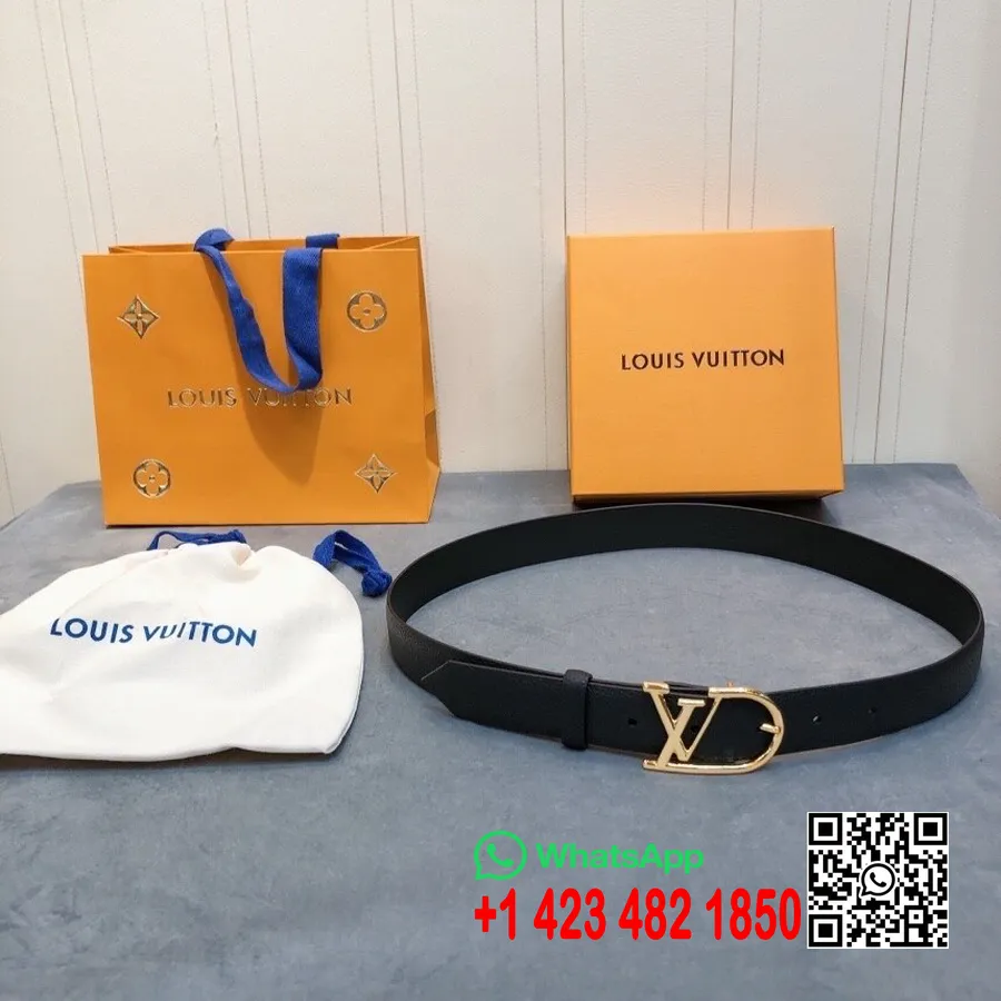 Ζώνη Louis Vuitton 3cm χρυσό υλικό από δέρμα μοσχαριού με κόκκους δέρμα φθινόπωρο/χειμώνας 2020 συλλογή, μαύρο