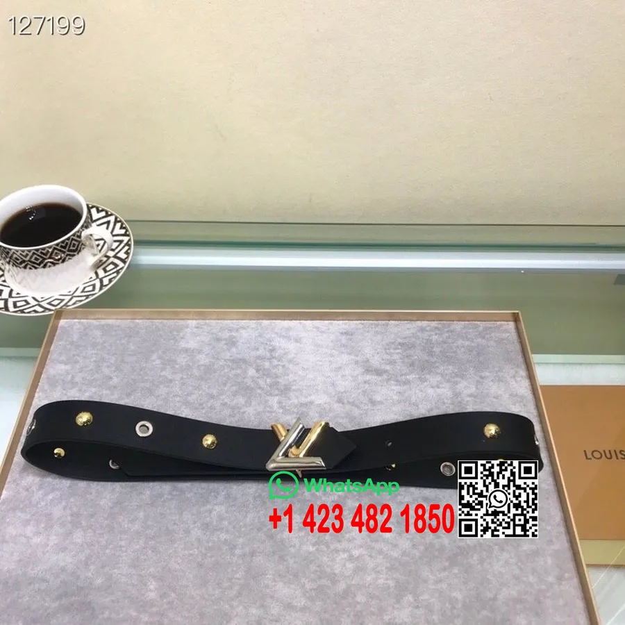 Louis Vuitton 3CM Studded Belt Gold Hardware Calfskin Leather  Fall/Winter 2020 Collection, Black