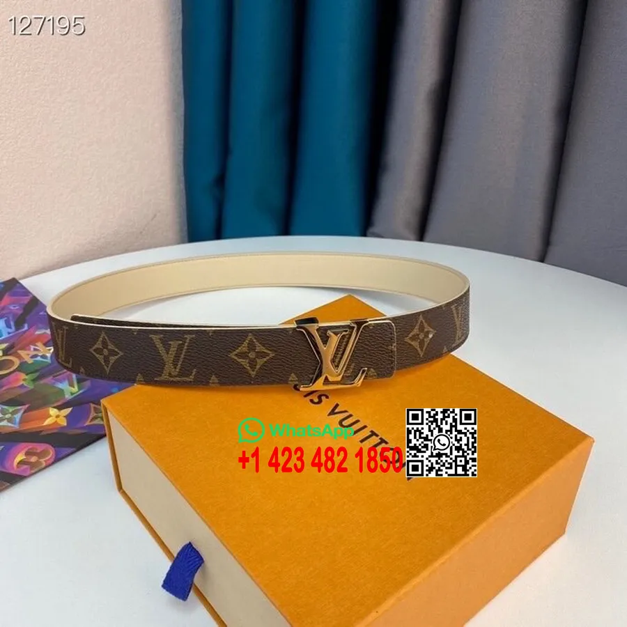 Louis Vuitton 3cm Bälte Guld Hårdvara Monogram Canvas Höst/vinter 2020 Kollektion, Brun/kräm