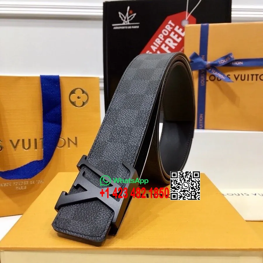 Louis Vuitton 4 Cm Belte Matt Maskinvare Damier Grafitt Lerret Høst/vinter 2020 Kolleksjon, Svart