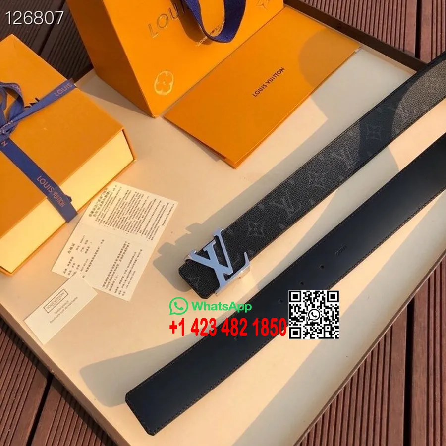 Louis Vuitton 3.5cm Sabuk Emas Perangkat Keras Monogram Gerhana Kanvas Koleksi Musim Gugur/dingin 2020, Hitam