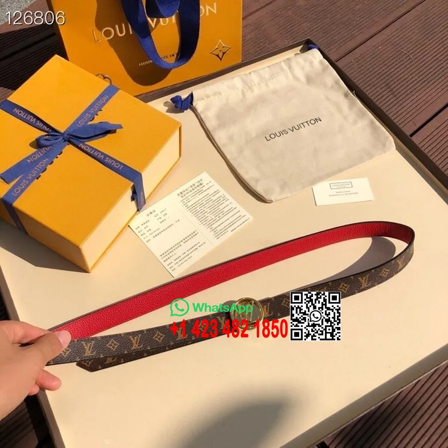 Louis Vuitton 2cm Vöö Kullast Riistvara Monogramm Lõuend Sügis/talv 2020 Kollektsioon, Pruun/punane