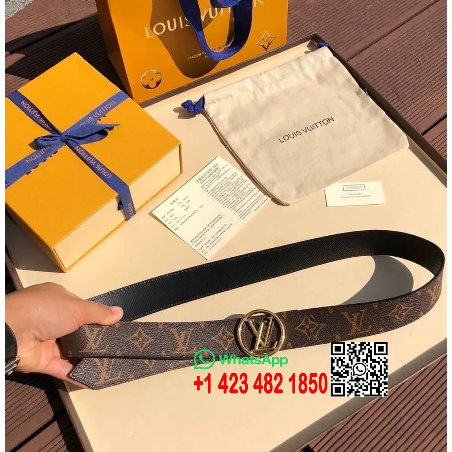 Louis Vuitton 3,5cm Pásek Zlatý Hardware Monogram Plátno Kolekce Podzim/zima 2020, Hnědá/černá