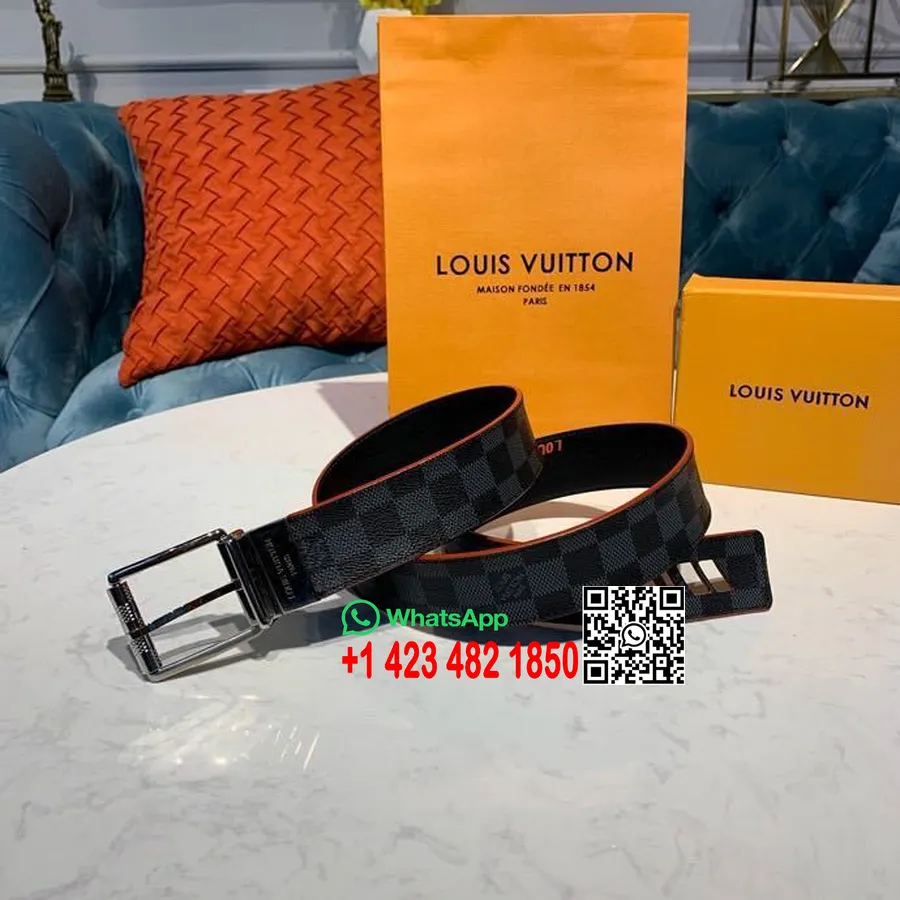 Louis Vuitton Ikoniskā 40 Jostu Damier Kobalta Audekls 2020. gada Pavasara/vasaras Kolekcija M0156t, Melna