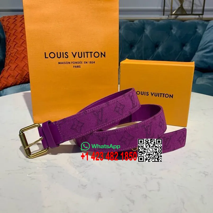 Louis Vuitton Signatur Denim Belte Monogram Canvas Vår/sommer 2020 Kolleksjon M0177v, Lilla