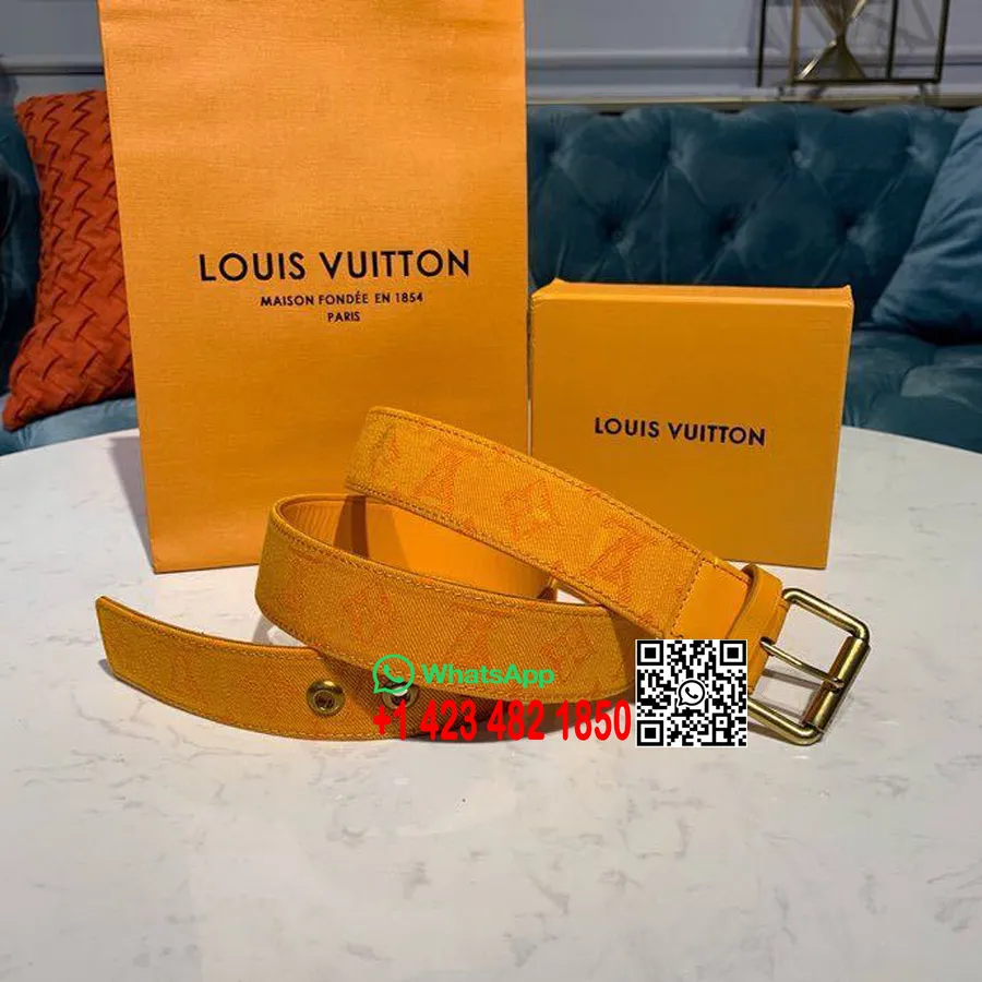 Louis Vuitton Signatur Denim Belte Monogram Canvas Vår/sommer 2020 Kolleksjon M0177v, Oransje