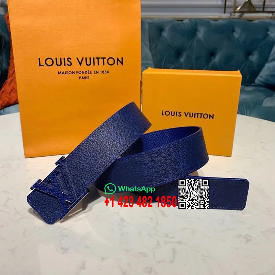 Louis Vuitton Iconic 30 Wendegürtel Monogram Geant Canvas Frühjahr/Sommer 2020 Kollektion M0160T, Marineblau