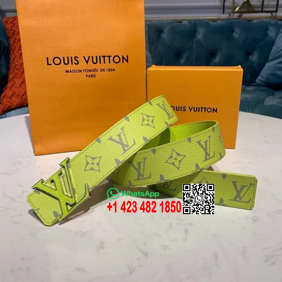 Louis Vuitton Ikonik 30 Sabuk Reversibel Monogram Geant Kanvas Koleksi Musim Semi/musim Panas 2020 M0160t, Fluo Kuning