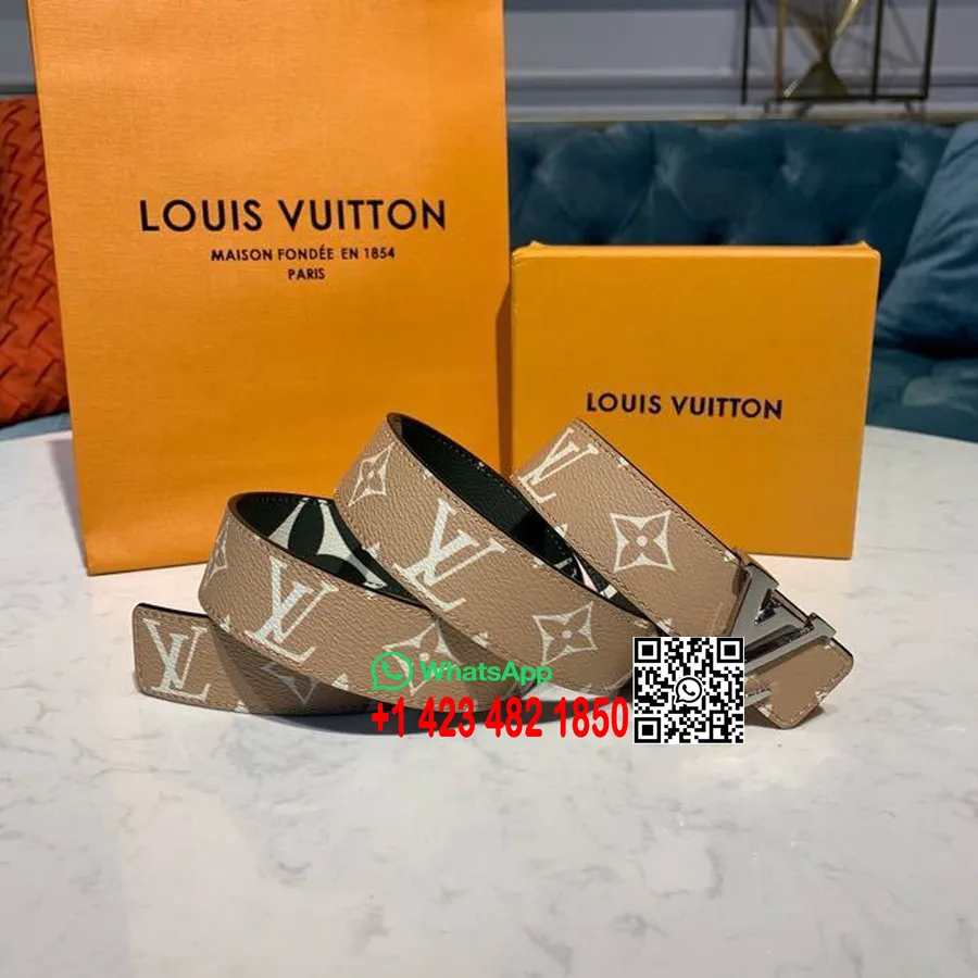 Louis Vuitton Icônico 30 Cinto Reversível Monograma Geant Canvas Primavera / Verão 2020 Coleção M0151v, Bege