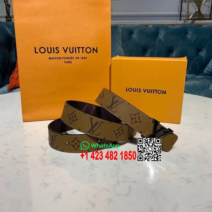 Louis Vuitton Iconic 30 Sabuk Reversibel Monogram Kanvas Terbalik Koleksi Musim Semi/Musim Panas 2020 M0151v, Coklat