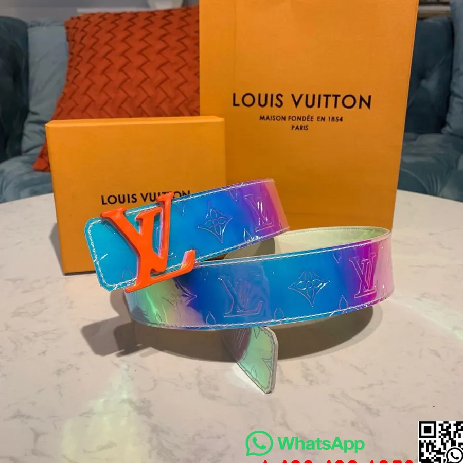 حزام لويس فويتون ذو وجهين LV على شكل 40 ملم من مادة PVC الشفافة مجموعة ربيع/صيف 2019 M0219T، برتقالي