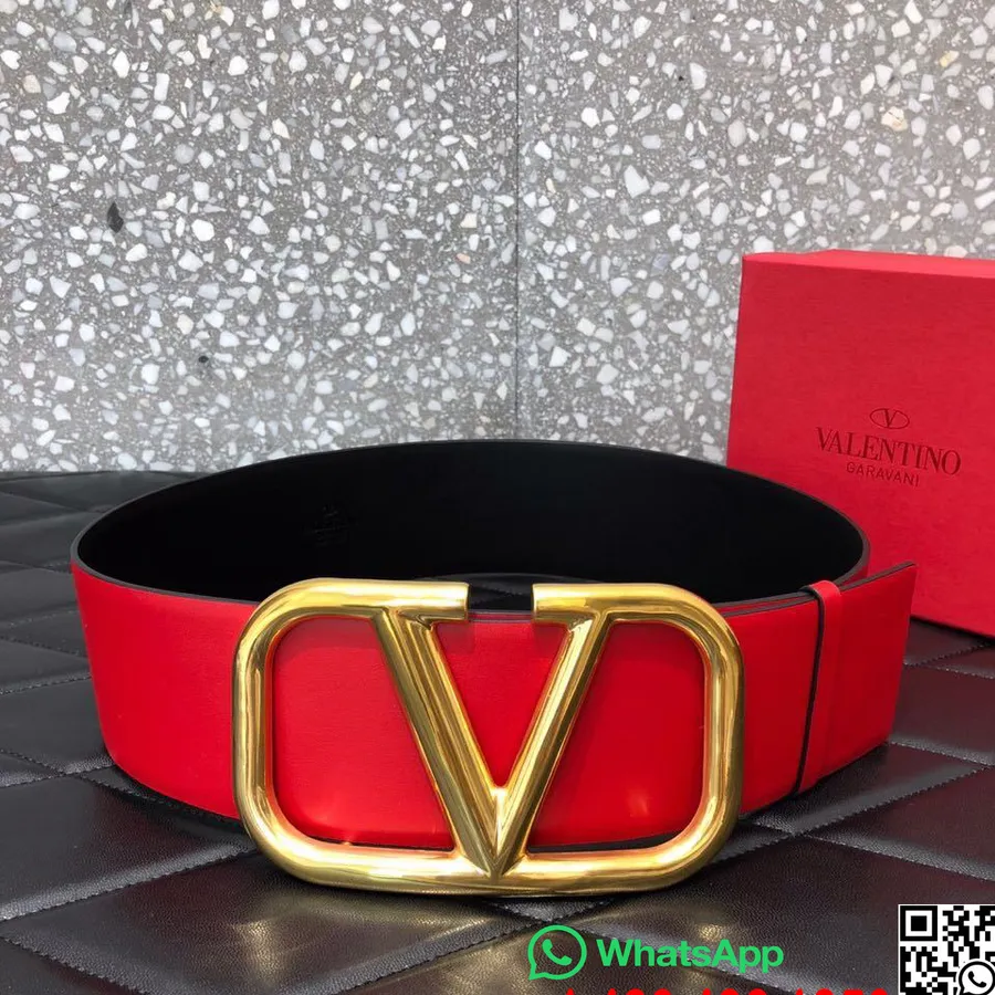 Valentino Garavani Cinturón Ancho Reversible Vlogo De 7 Cm Piel De Becerro Colección Primavera/verano 2019, Rojo