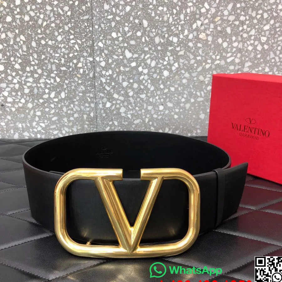 Valentino Garavani Cinturón Ancho Reversible Vlogo De 7 Cm Piel De Becerro Colección Primavera/verano 2019, Negro