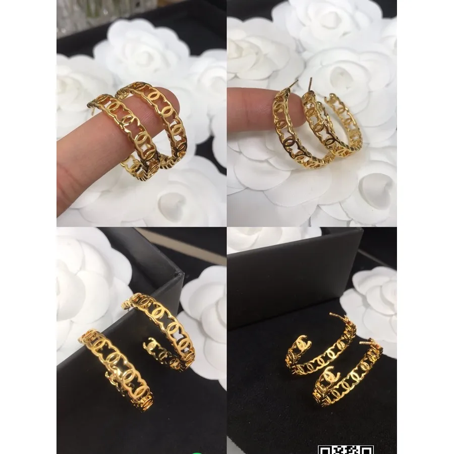 Pendientes De Aro Con Logo Chanel Cc De Metal, Colección Primavera/verano 2022, Dorado