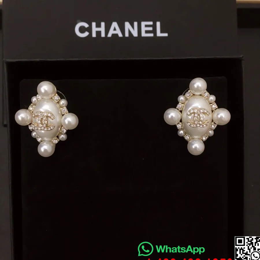 Chanel Pearl Embellished Stud Earrings 96376 Spring/Summer 2020 Collection, Gold