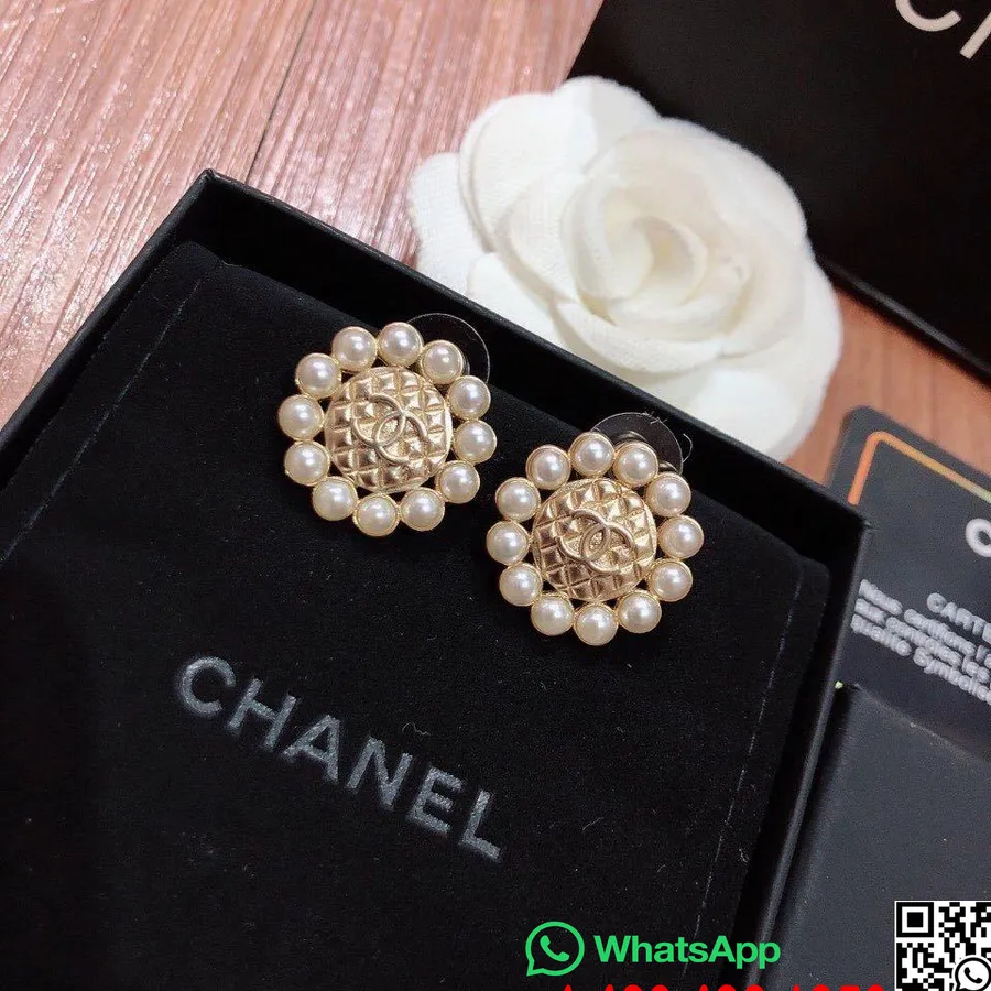 Chanel Pearl Embellished Stud Earrings 96375 Spring/Summer 2020 Collection, Gold