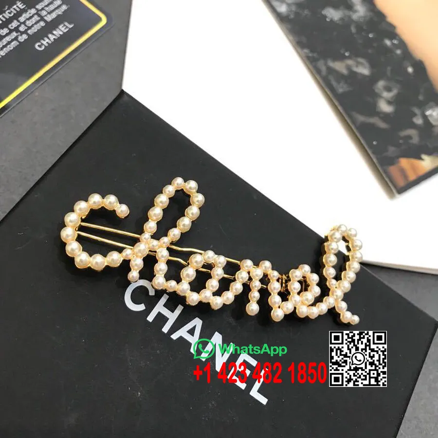 Chanel Pearl Hårspænde Forår/sommer 2019 Kollektion, Hvid