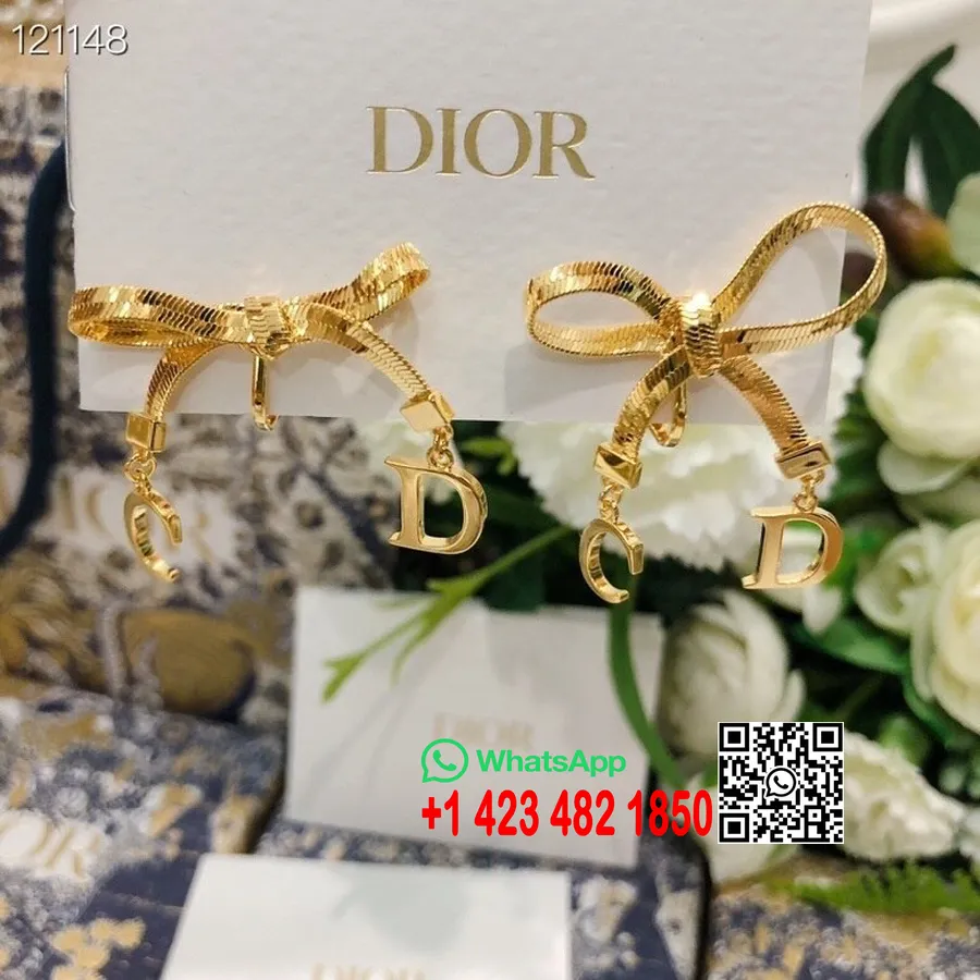 Christian Dior Bow Stud Uhani Kolekcija Pomlad/poletje 2020 121148, Zlato