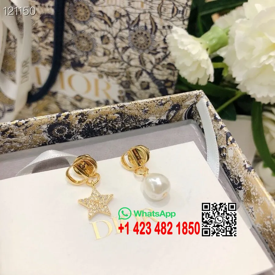 Anting Kancing Mutiara Christian Dior Koleksi Musim Semi/musim Panas 2020 121150, Emas