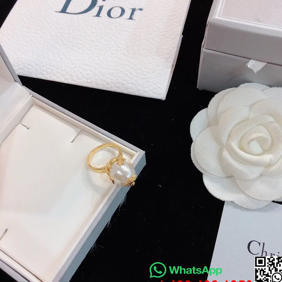 Christian Dior Parelring Lente/zomercollectie 2020, Goud/wit