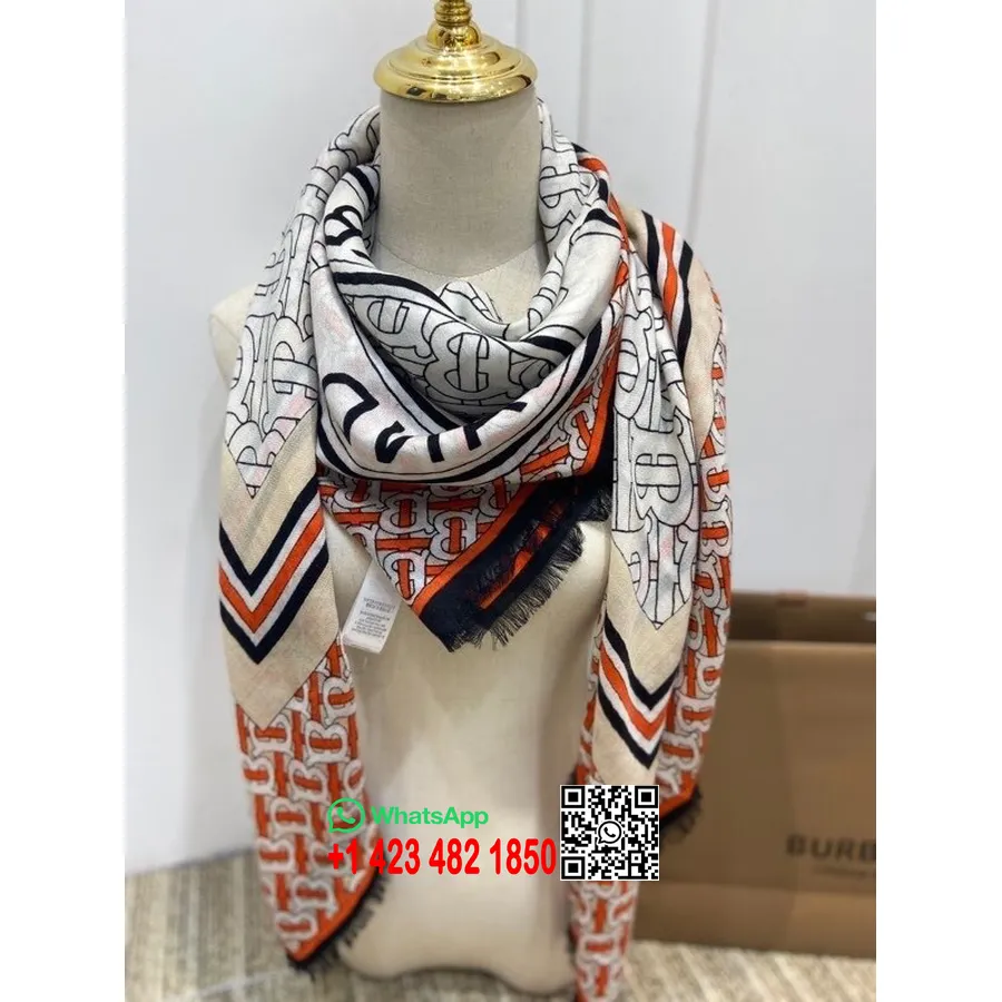 Syal Selendang Logo Burberry Tb 140cm Koleksi Musim Gugur/dingin 2020, Merah