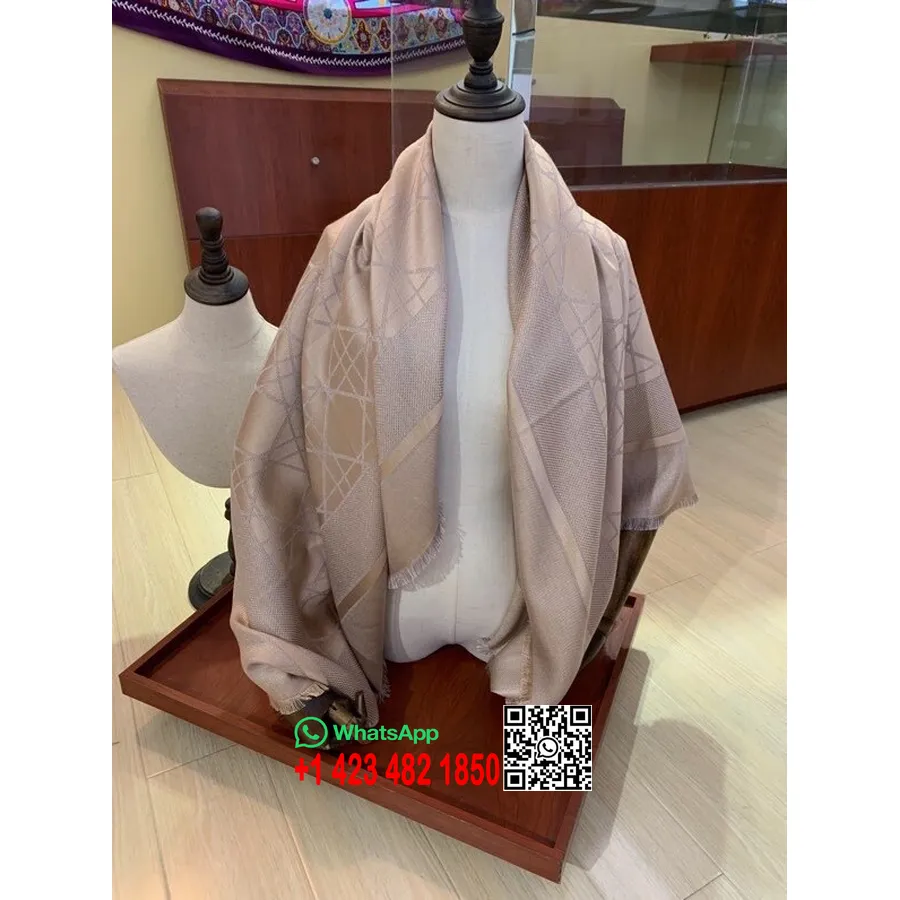 Syal Selendang Christian Dior Canage Koleksi Musim Gugur/dingin 140cm 2020, Krem