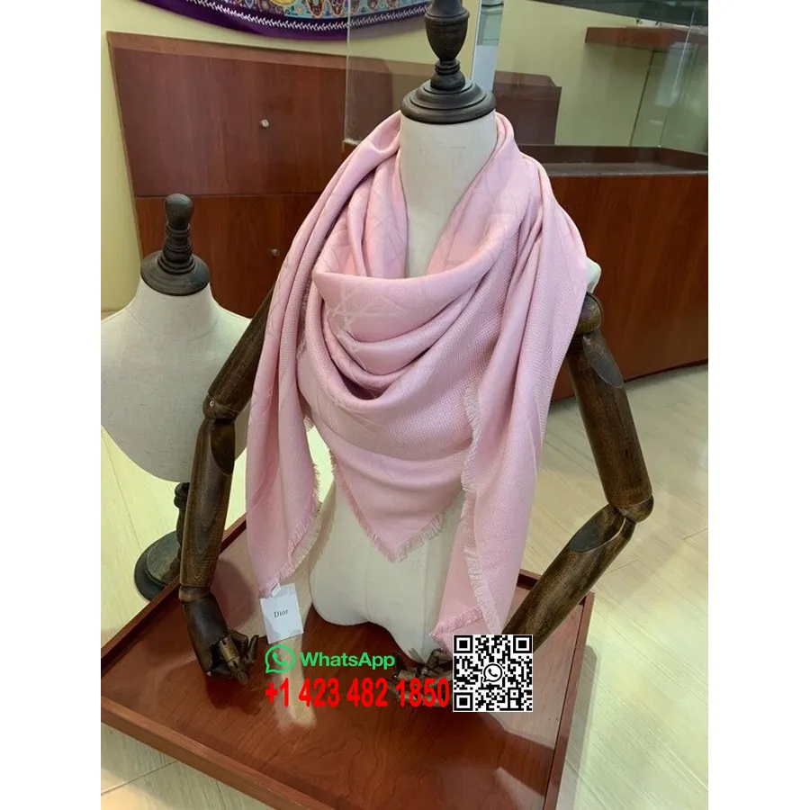 Syal Selendang Christian Dior Canage Koleksi Musim Gugur/dingin 140cm 2020, Merah Muda Muda