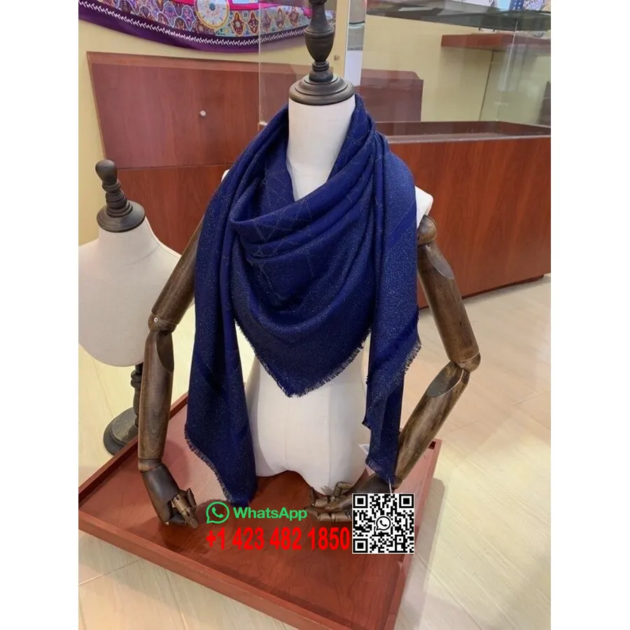 Syal Selendang Christian Dior Canage 140cm Koleksi Musim Gugur/dingin 2020, Biru Laut