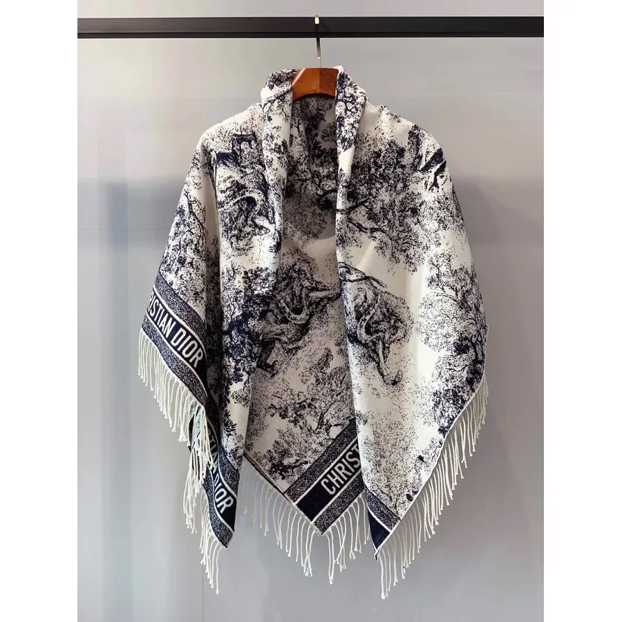 Christian Dior Toile De Jouy Sjaal 140 Cm Herfst/wintercollectie 2019, Wit/zwart