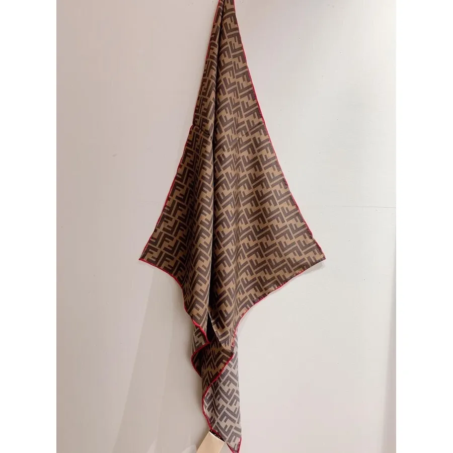 Fendi Shawl Syal Koleksi Musim Gugur/dingin 90cm 2020, Coklat/merah