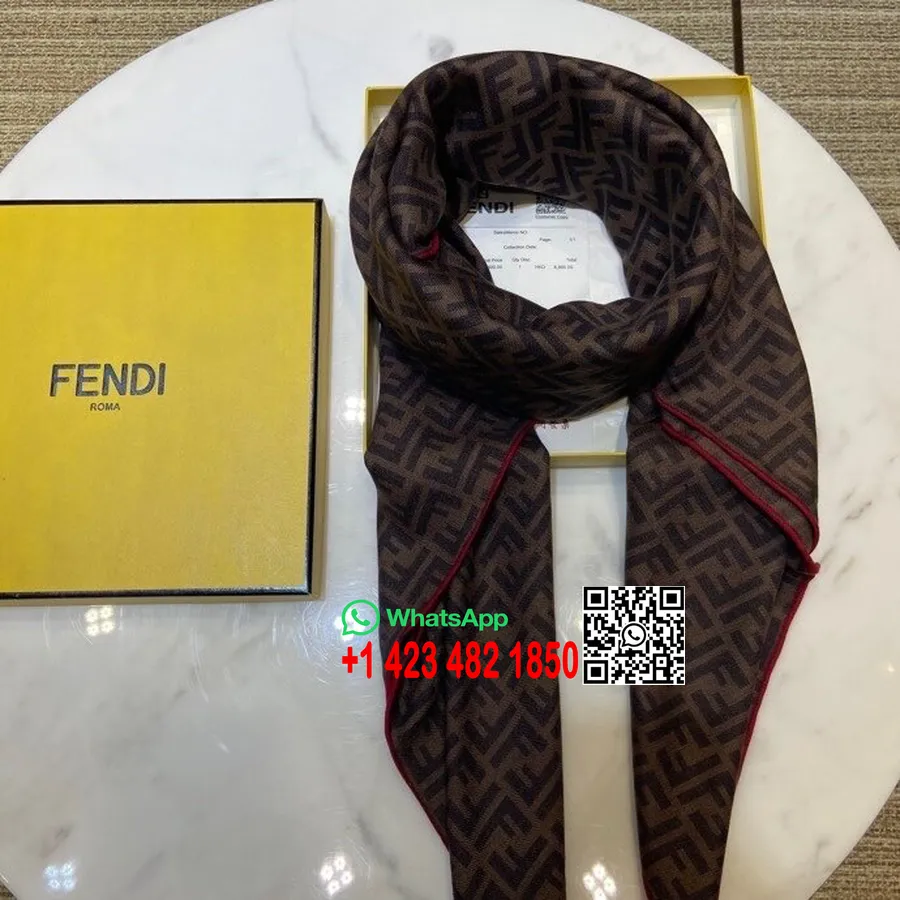 Fendi Ff Logo Kaşmir şal Atkı 140cm Sonbahar/kış 2020 Koleksiyonu, Kahverengi/siyah