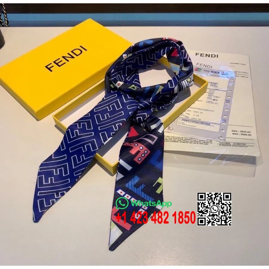 Fendi Ff Logo Twilly Bandeau šátek 120cm Kolekce Podzim/zima 2020, černá