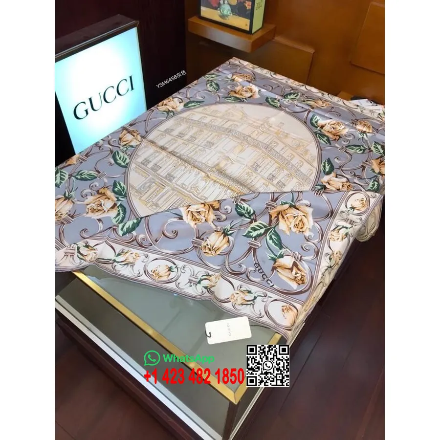 Gucci Rose Sjaal Sjaal 110cm Herfst/winter 2020 Collectie, Ivoor/grijs