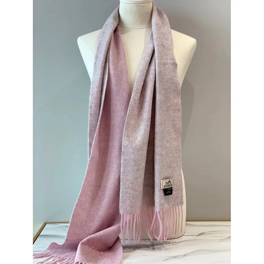 Hermes Sellier Paris Bordado Cashmere Franja Roubou Xale Envoltório Coleção Outono/inverno 2019, Rosa