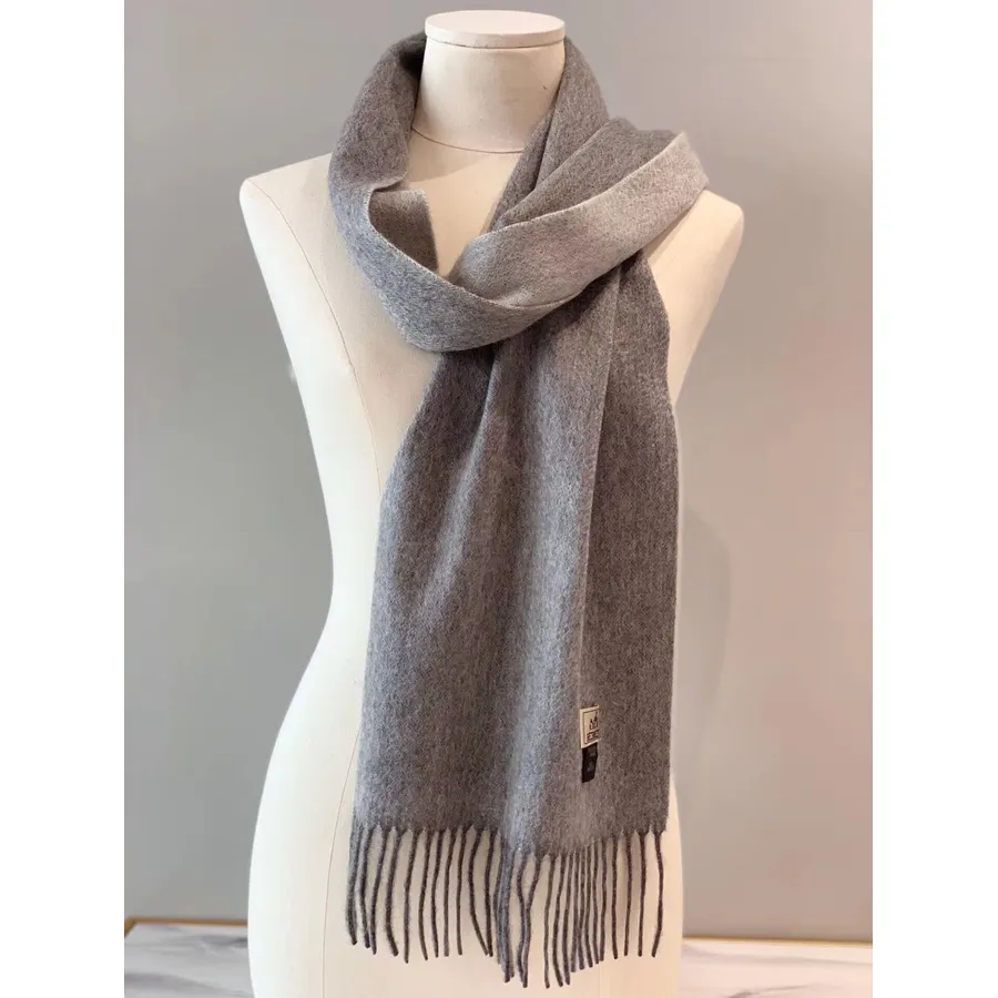 Hermes Sellier Paris Embroidered Cashmere Fringe Stole Shawl Wrap Fall/Winter 2019 Collection, Grey